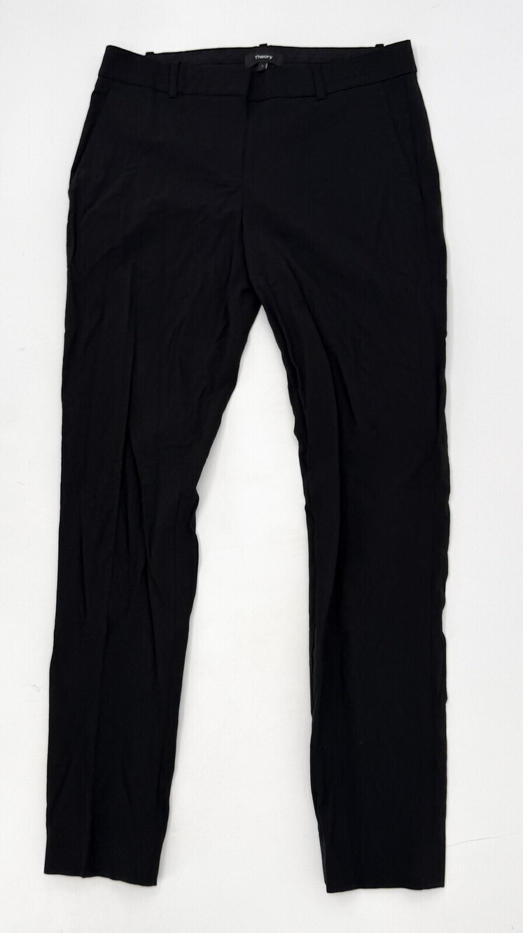 Theory Pants Womens 2 Black Dress Trousers Wool Blend Workwear